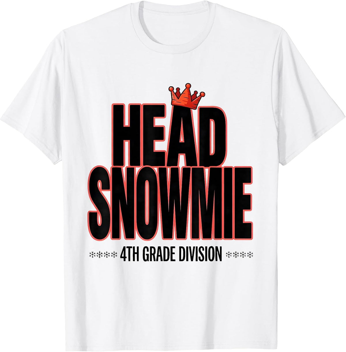 Men's Head Snowmie, 4th Grade Division Funny Teacher Christmas T-Shirt - White