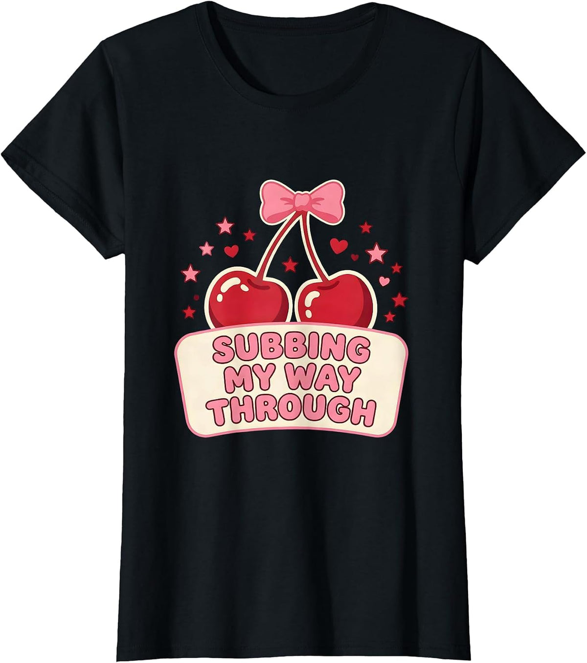 Subbing My Way Through Substitute Teacher Design T-Shirt - Black