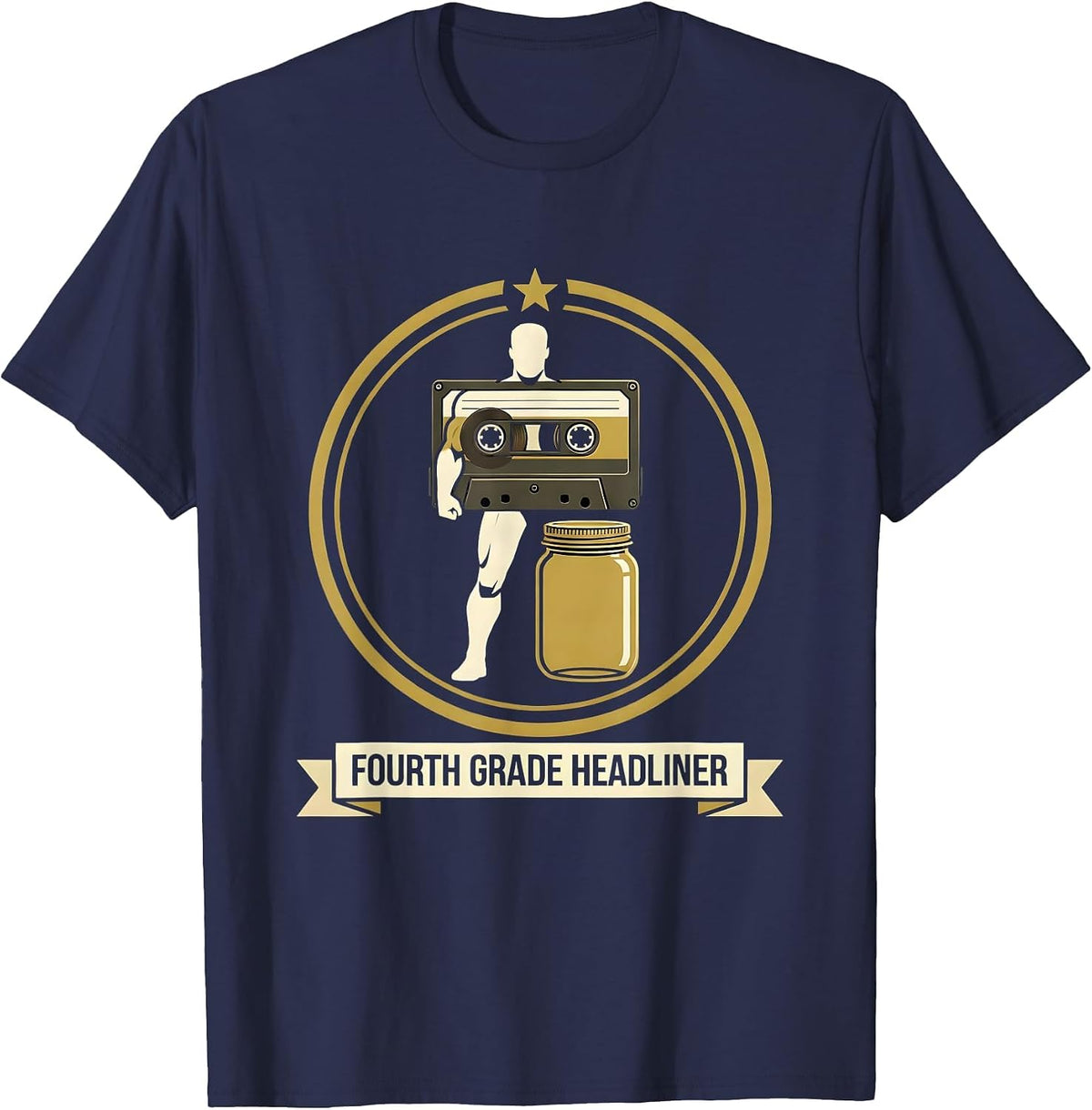 Fourth Grade Headliner Retro Jam Back To School Teacher T-Shirt - Navy Blue