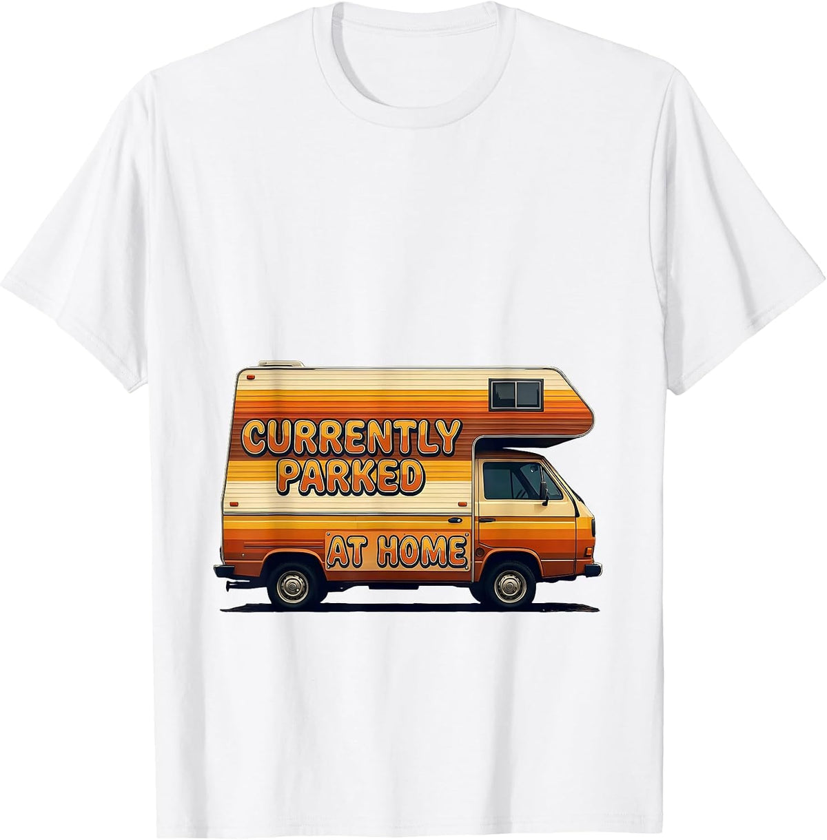 Men's Currently Parked At Home Retro Vintage Van Life Dwellers T-Shirt - White