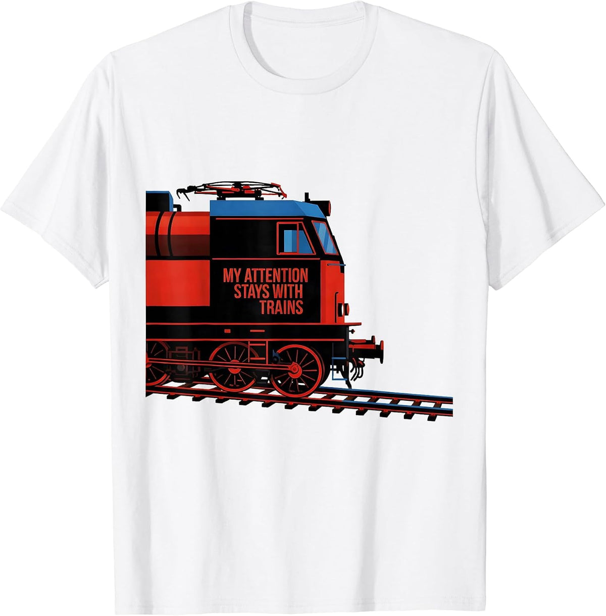 Men's My Attention Stays With Trains Bauhaus Modernist Train T-Shirt - White