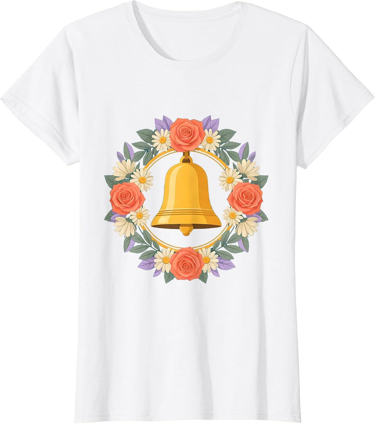 Paraprofessional School Bell Floral Illustration T-Shirt - White