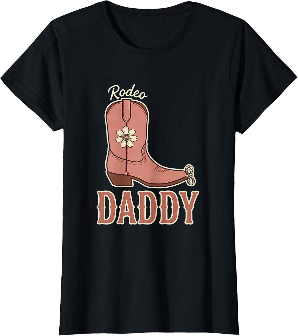 Women's Rodeo Daddy Boho Typography Cowgirl Family Birthday Party T-Shirt - Black