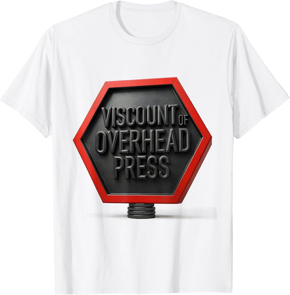 Men's Viscount of Overhead Press Geometric Knight Weightlifter Gym T-Shirt - White