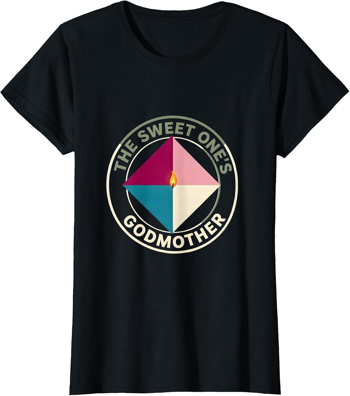 Women's The Sweet One's Godmother Quilt Block Patchwork Family T-Shirt - Black