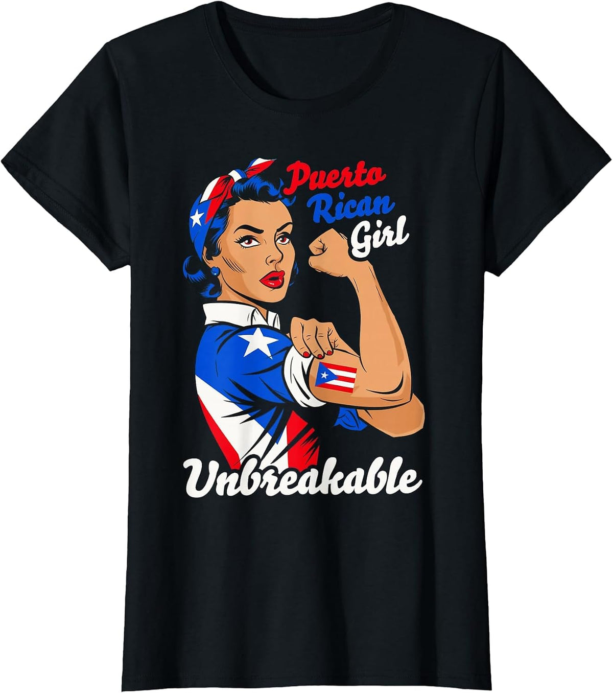 Strong Puerto Rican Girl Patriotic Pride Puerto Rico Women T-Shirt - Black