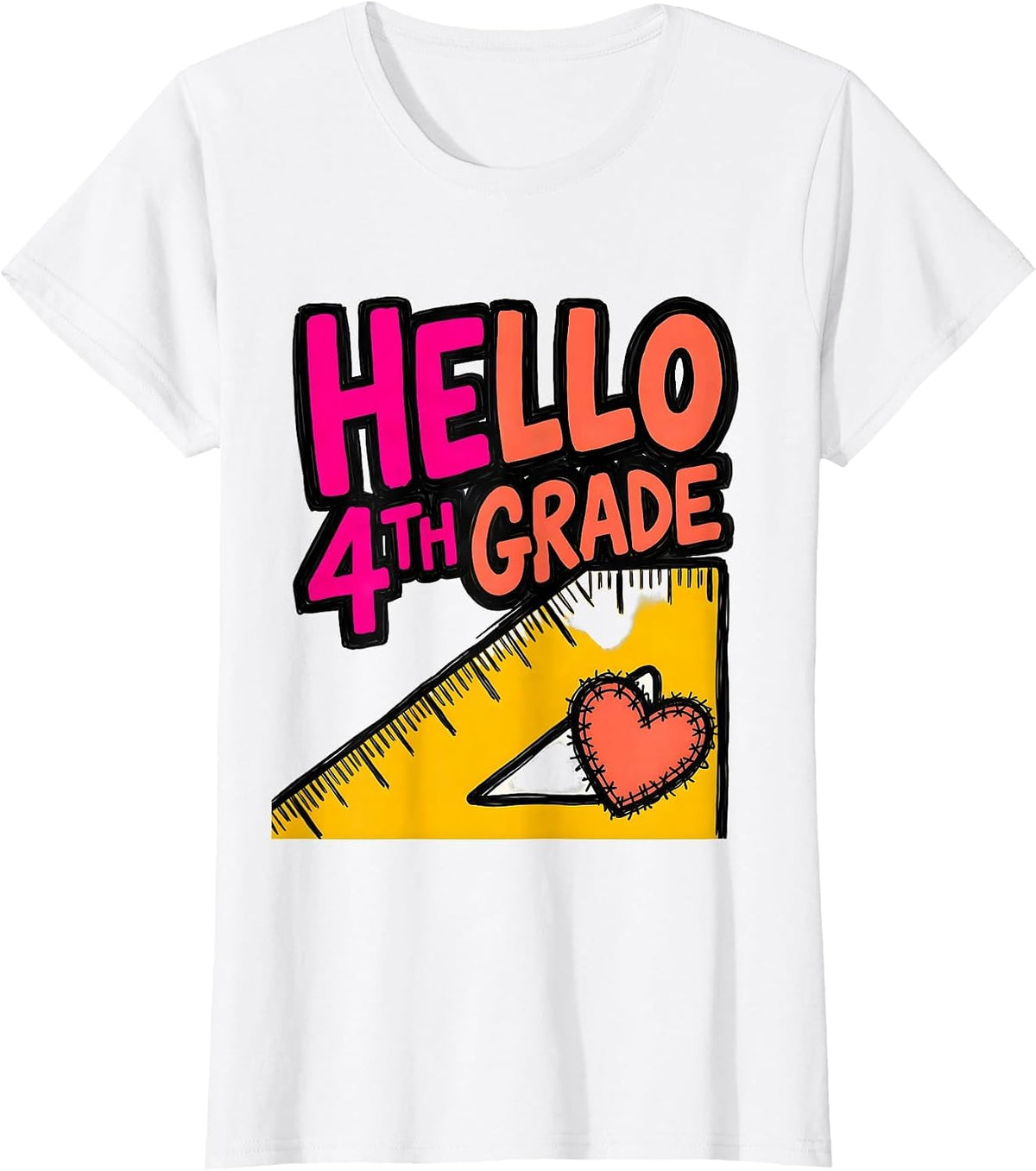 Women's Hello 4th Grade Leopard Teacher Back To School Girls T-Shirt - White