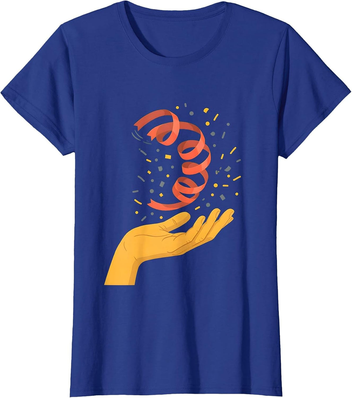 Women's Comma Confetti Streamer Funny Grammar Teacher Gift T-Shirt - Royal Blue
