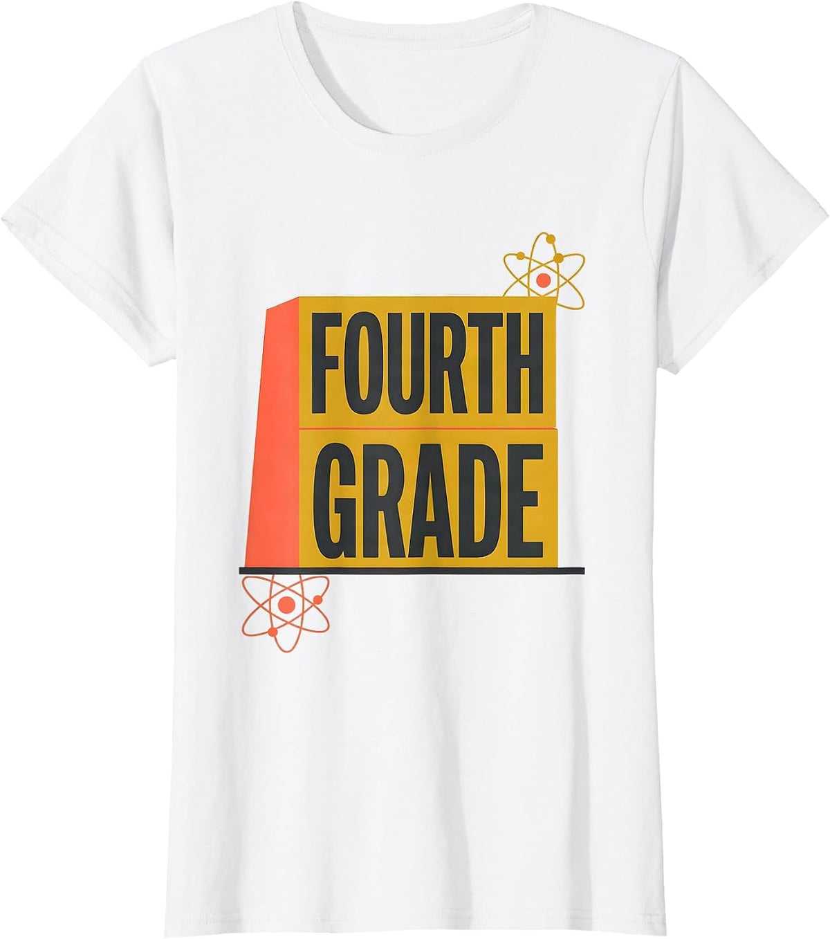 Women's Fourth Grade Retro Midcentury Modern Teacher Student Back T-Shirt - White