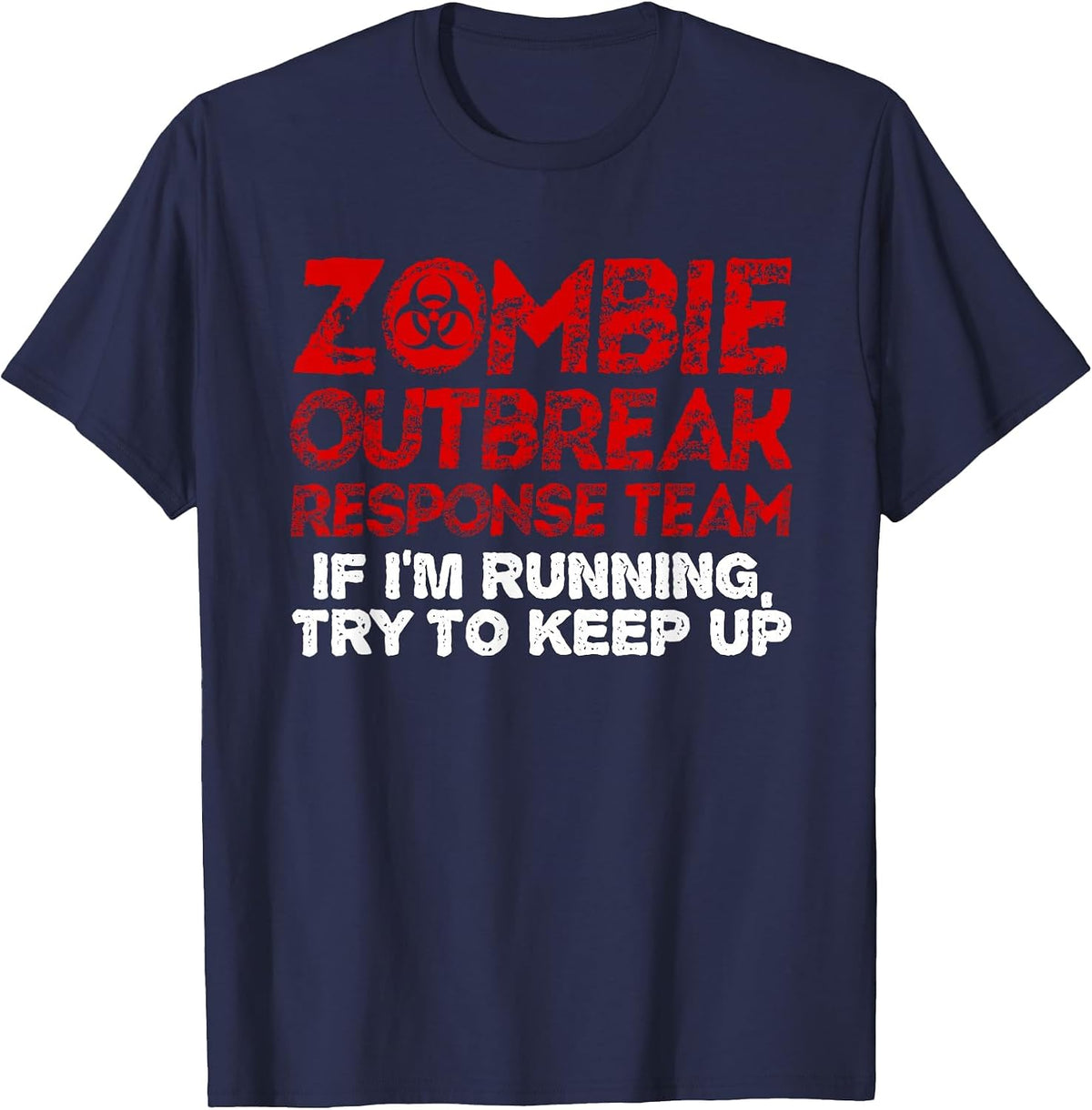 Funny Zombie Running Designs for Men Women Runner Athletes T-Shirt - Navy Blue