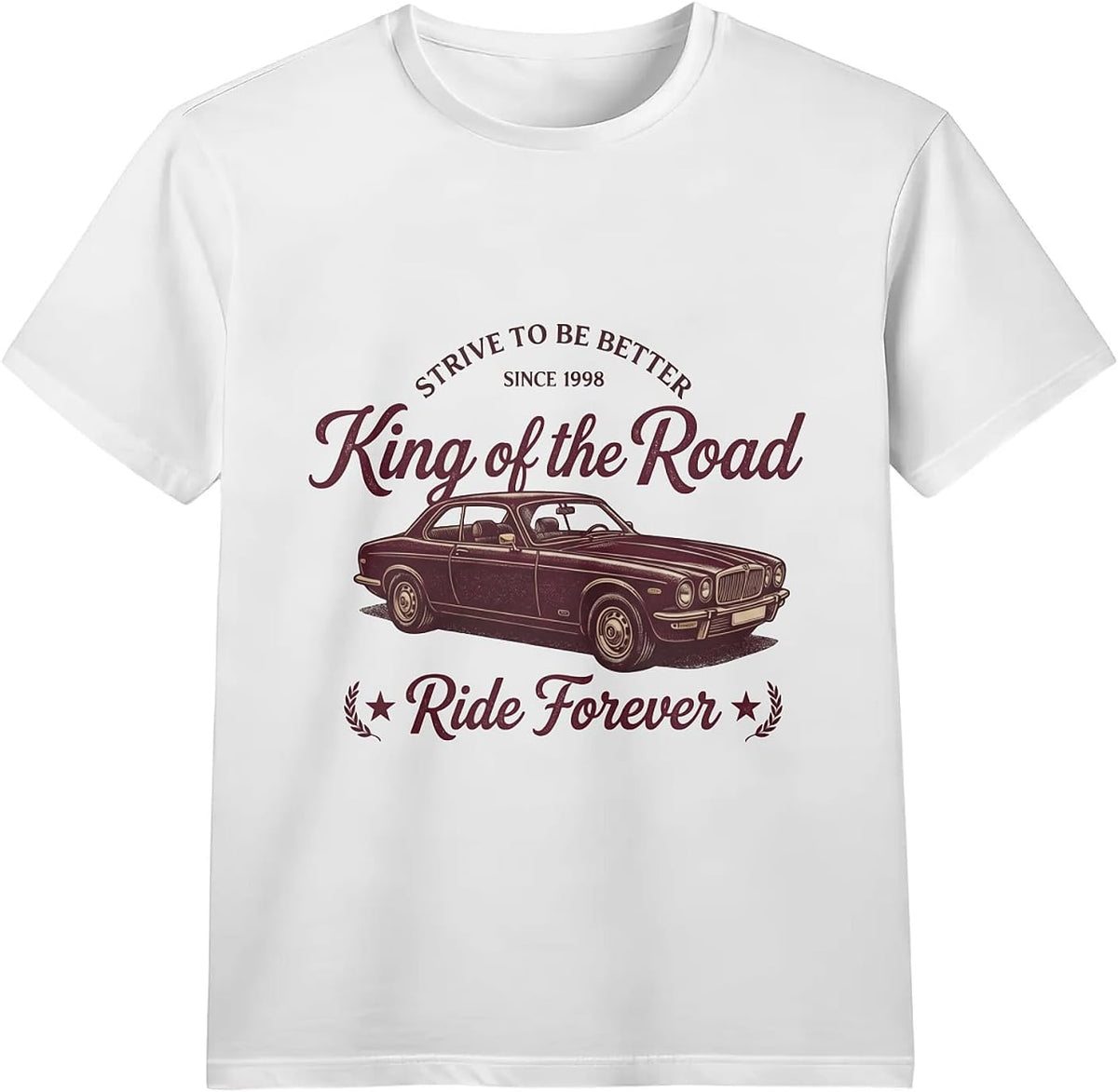 Classic Car Graphic Tee for Men Women, Vintage Automobile Shirt - White