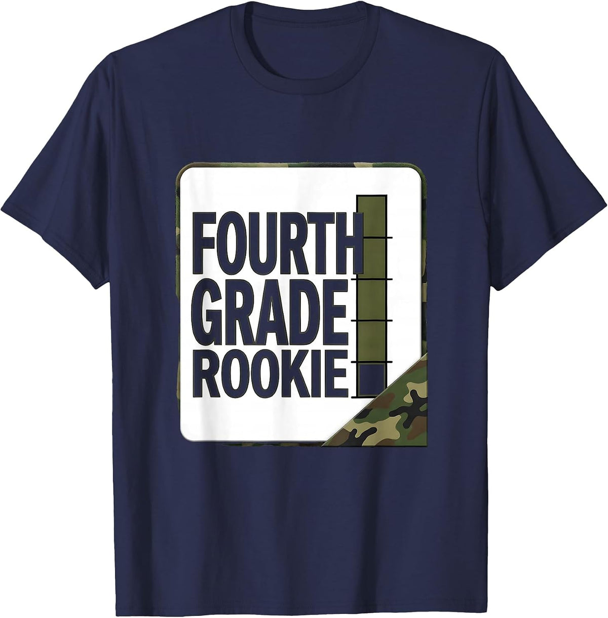 Fourth Grade Rookie Camo Back To School Boys Teacher T-Shirt - Navy Blue