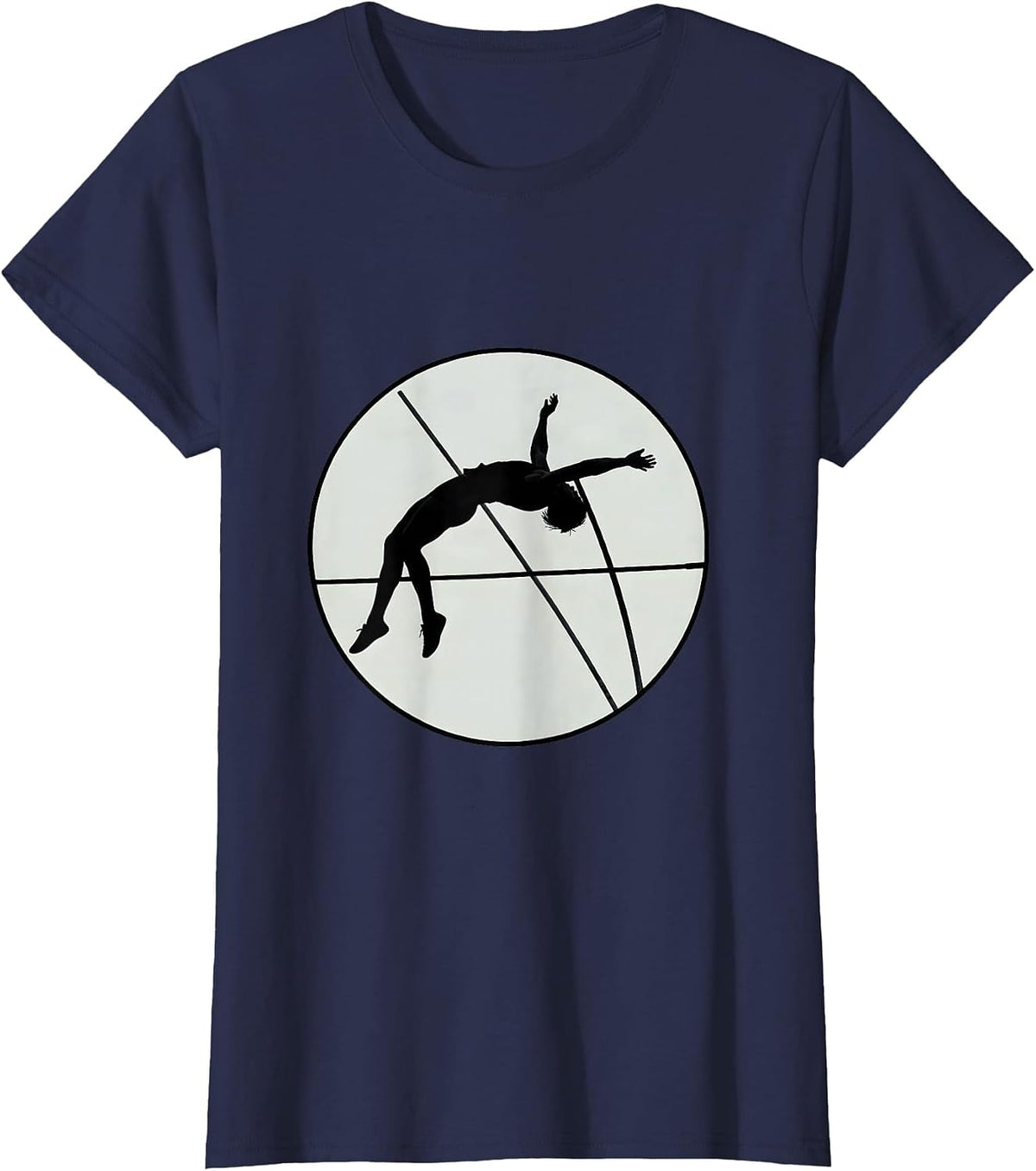 Women's Pole Vaulter Clearing Bar Stormy Sky Graphic T-Shirt - Navy Blue