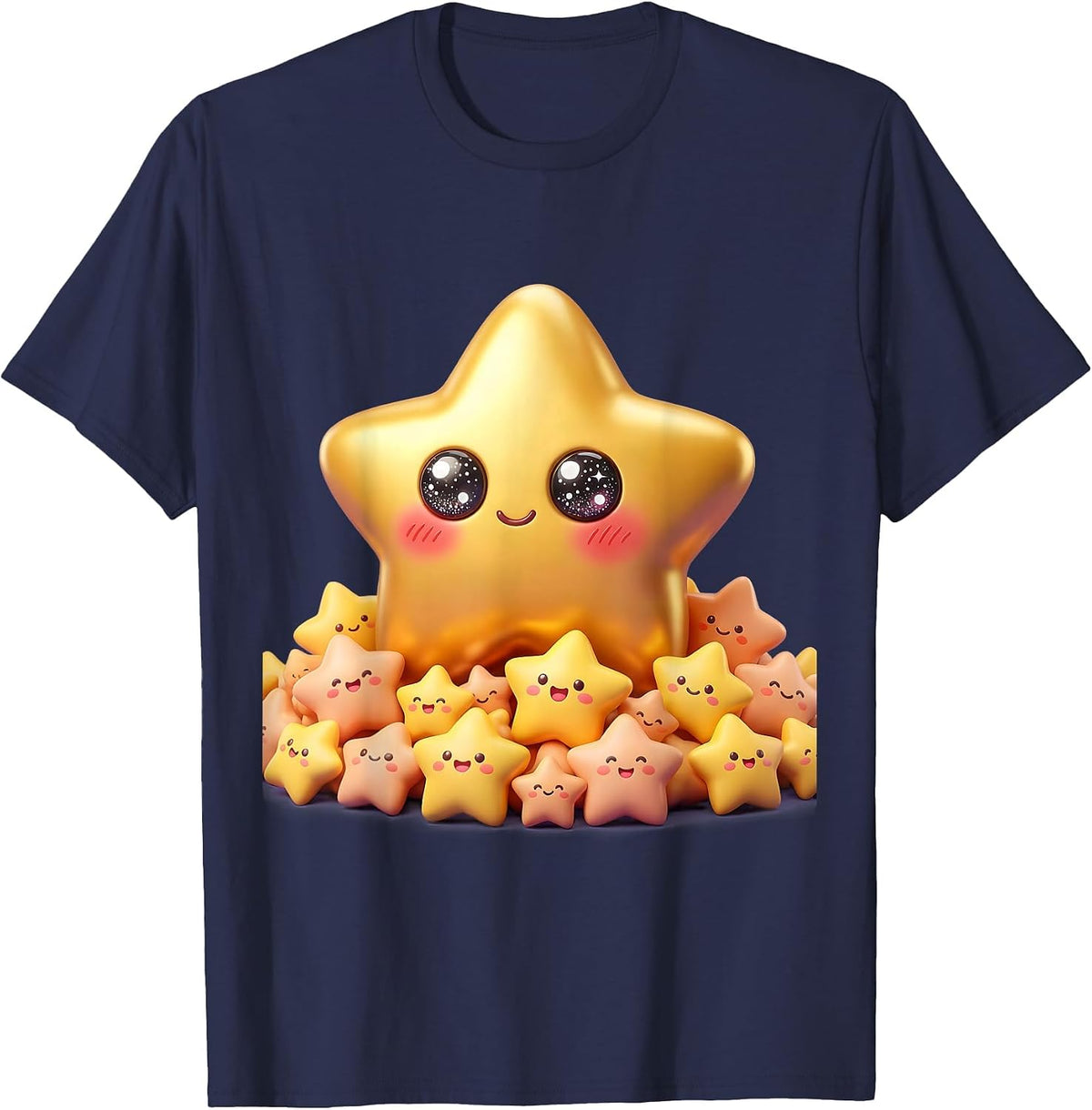 Men's 5th Grade Teacher Gold Star Desk Illustration T-Shirt - Navy Blue
