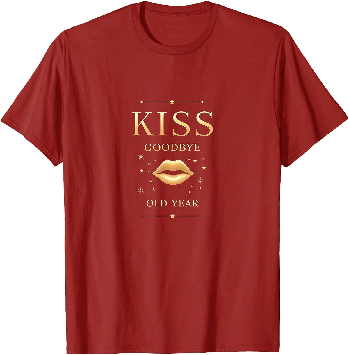 Kiss Goodbye Old Year New Year's Eve Design T-Shirt - Cranberry Red