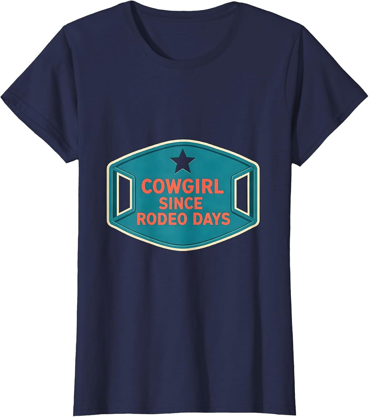 Women's Cowgirl Since Rodeo Days Vintage Western Retro Cowgirl Humor T-Shirt - Navy Blue