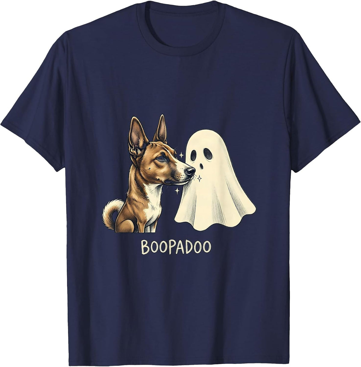 Boopadoo Cute Ghost Dog Mom Halloween Humor T-Shirt - Navy Blue