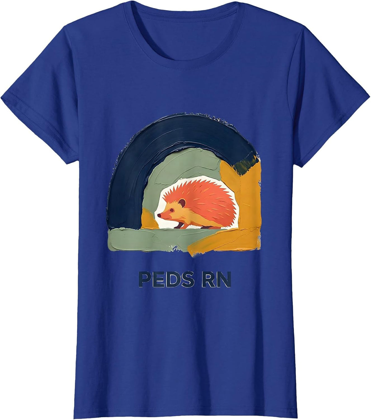 Women's PEDS RN Cute Hedgehog Pediatric NICU Nurse Work Pride T-Shirt - Royal Blue