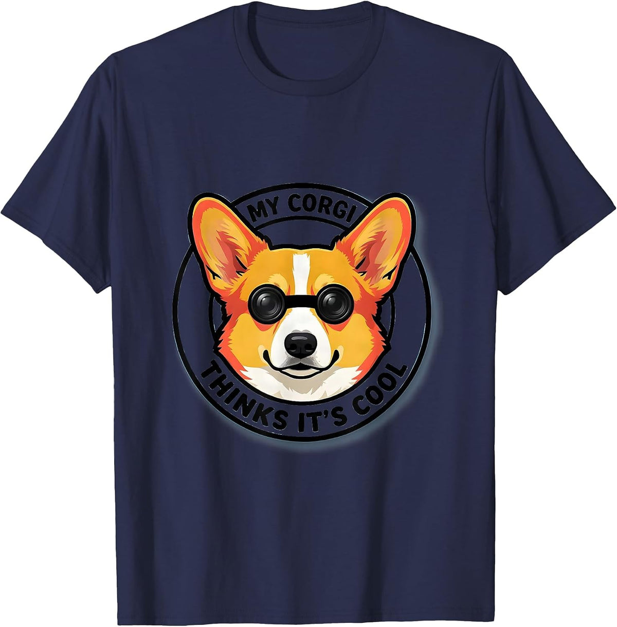 My Corgi Thinks It's Cool Funny Corgi Dog Lover Breed T-Shirt - Navy Blue