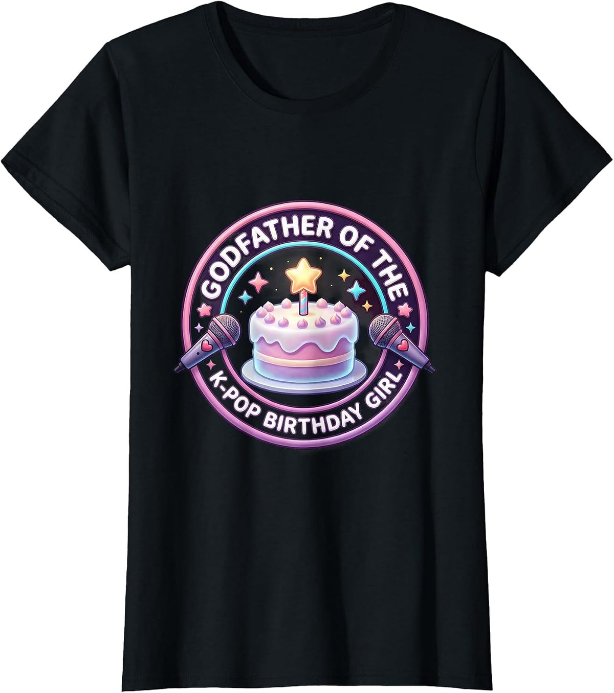 Women's Godfather of the K-Pop Birthday Girl Cute Kawaii Family T-Shirt - Black