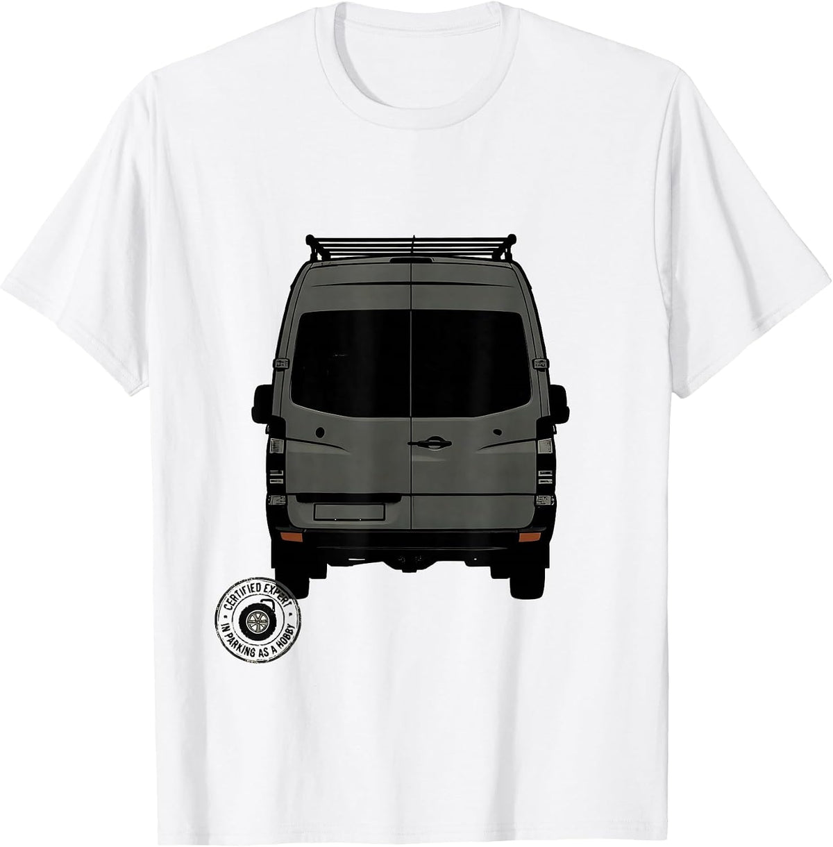 Men's Certified Expert In Parking As A Hobby Retro Van Life Road T-Shirt - White