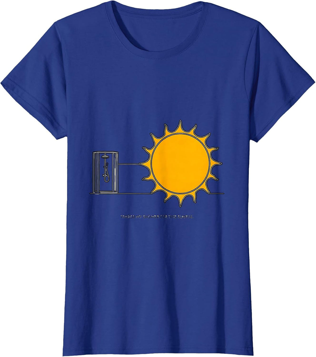 Women's Traded My Shower For This Sunrise Vintage Van Life Road Trip T-Shirt - Royal Blue