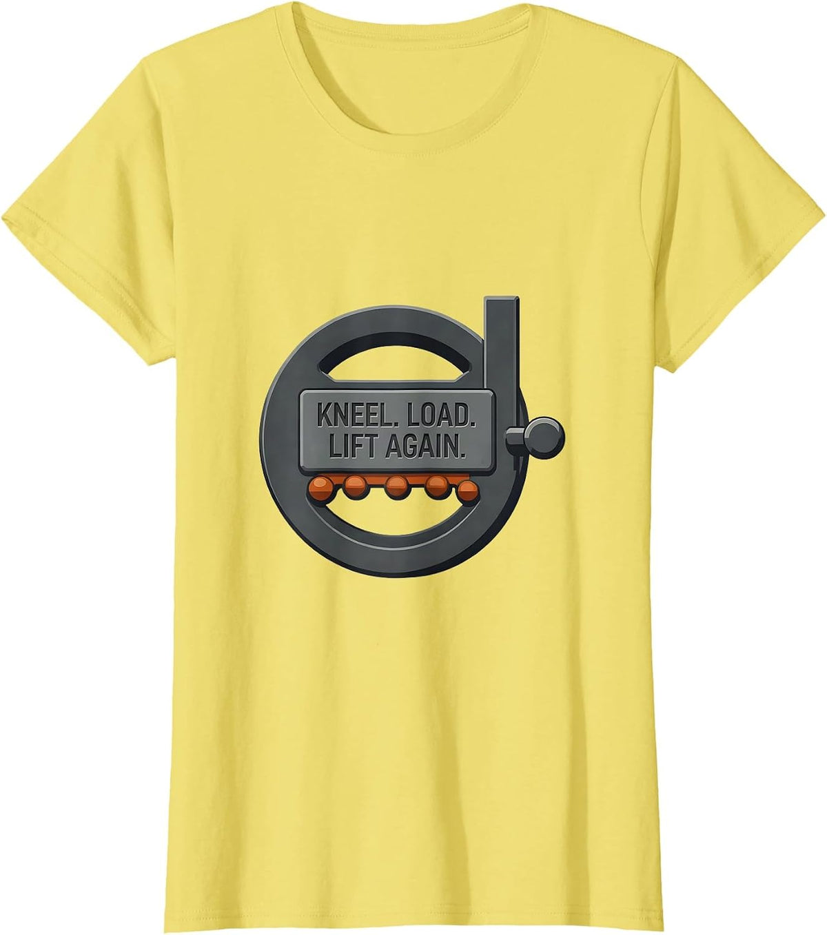 Kneel Load Lift Again Editorial Conceptual Christian Gym T-Shirt - Lemon Yellow