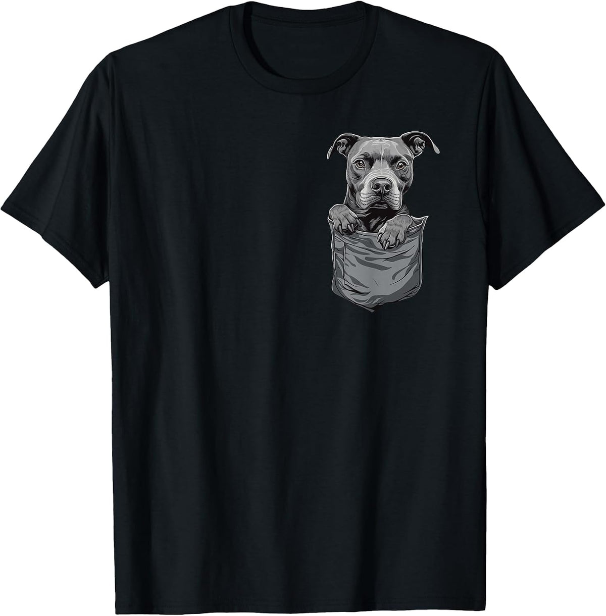 Pitbull in Pocket Cute Dog Lover Owner T-Shirt - Black