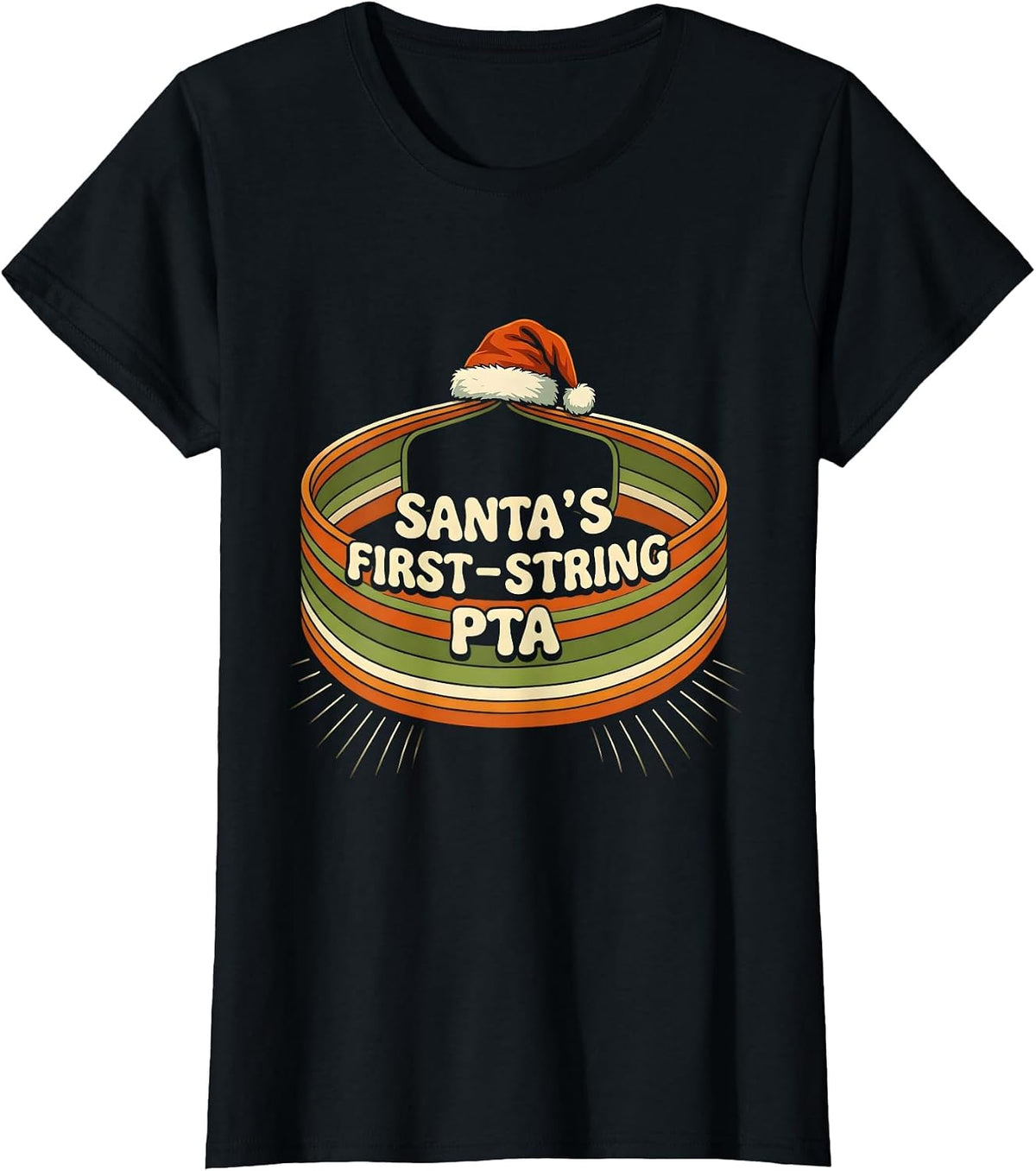 Women's Santa's First-String PTA Retro Physical Therapy Christmas T-Shirt - Black
