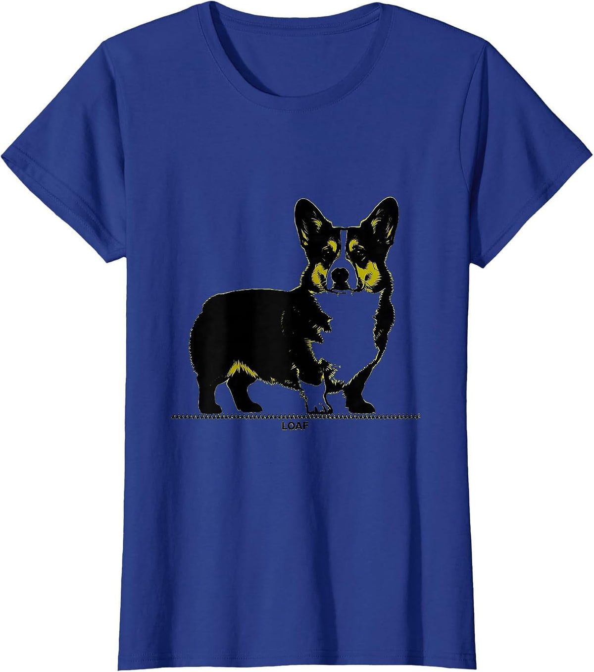 Women's Loaf Funny Corgi Dog Lover Humor Graphic T-Shirt - Royal Blue