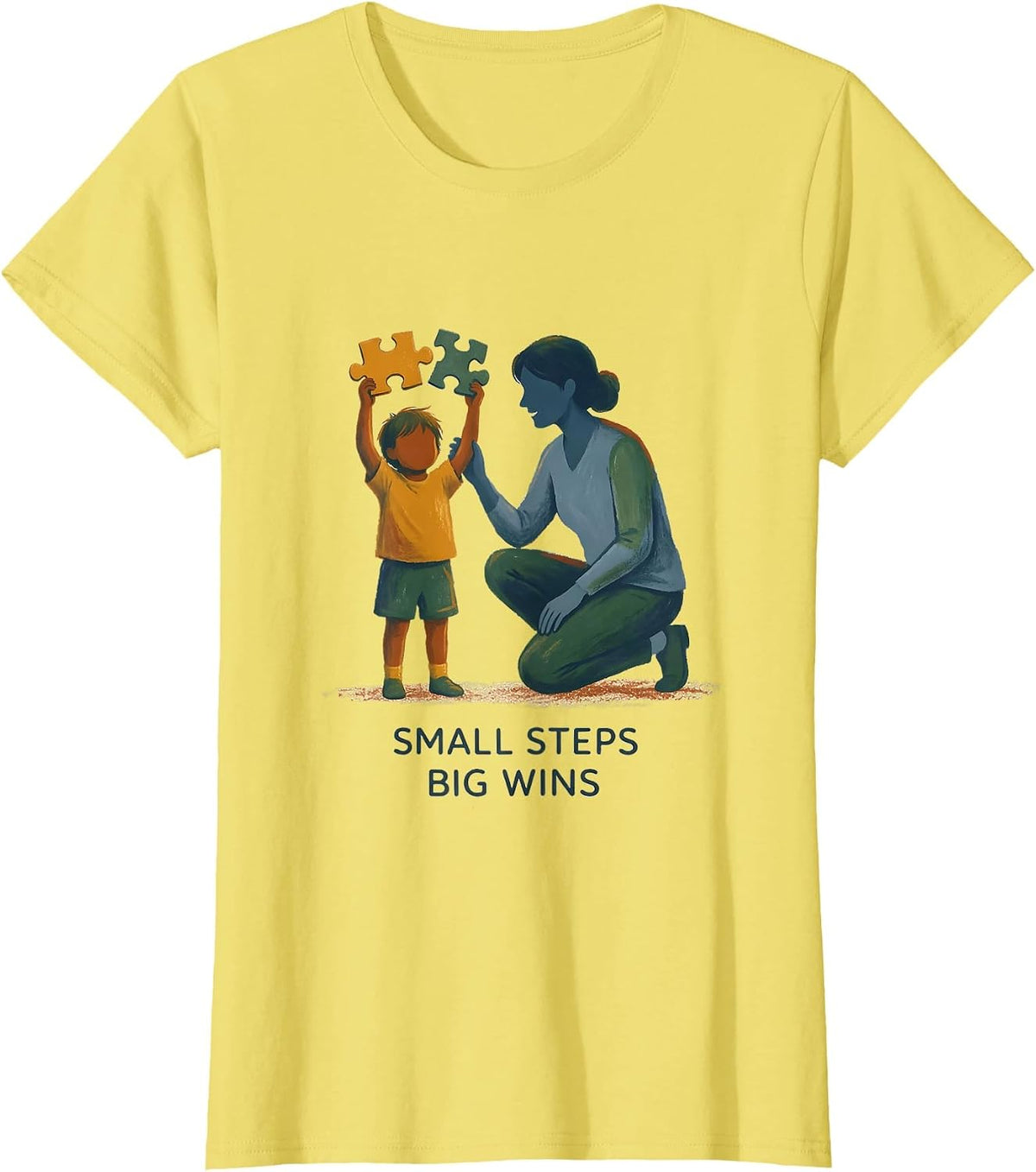 Women's Small Steps Big Wins Paraprofessional Design T-Shirt - Lemon Yellow
