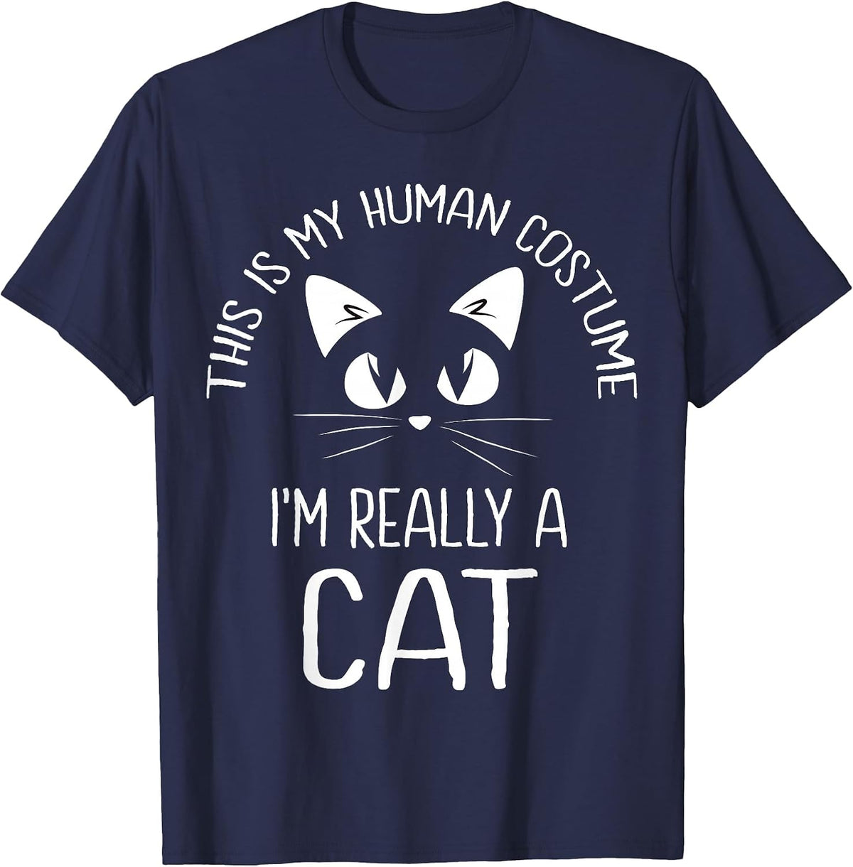This is My Human Costume I'm Really A Cat Halloween Kitten T-Shirt - Navy Blue