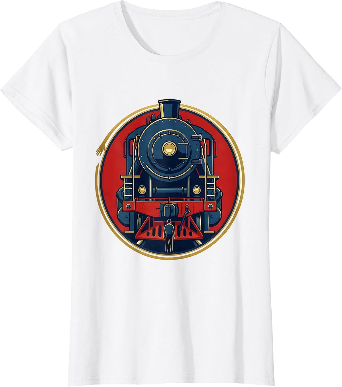 Railway Emblem Locomotive Humor Train Enthusiast T-Shirt - White