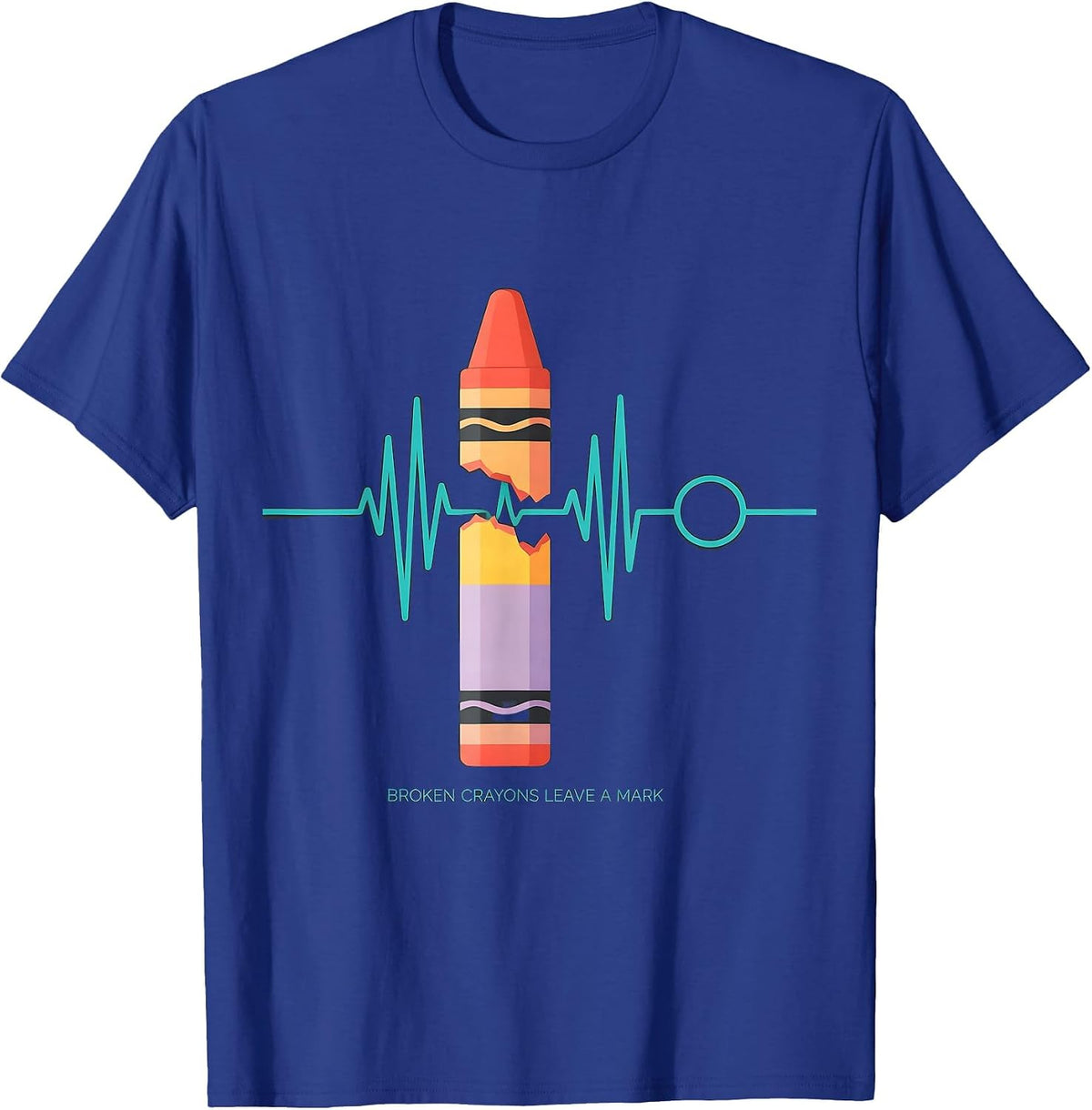 Broken Crayons Leave A Mark Mental Health Awareness Support T-Shirt - Royal Blue