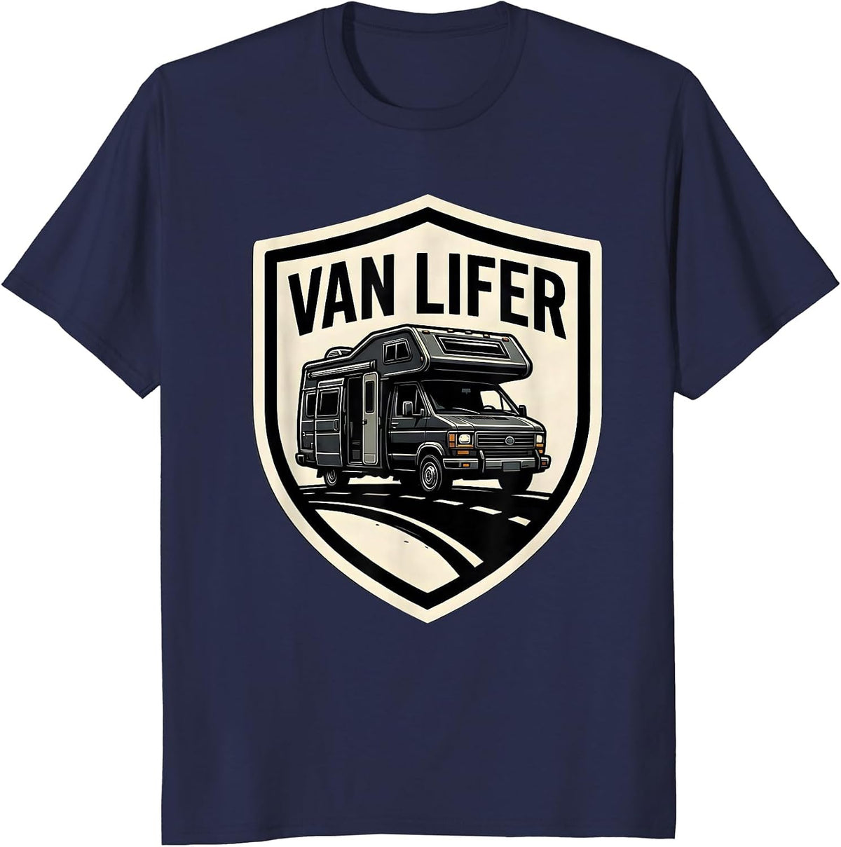 Men's Van Lifer Retro Camper Van Life Road Trip Souvenir T-Shirt - Navy Blue