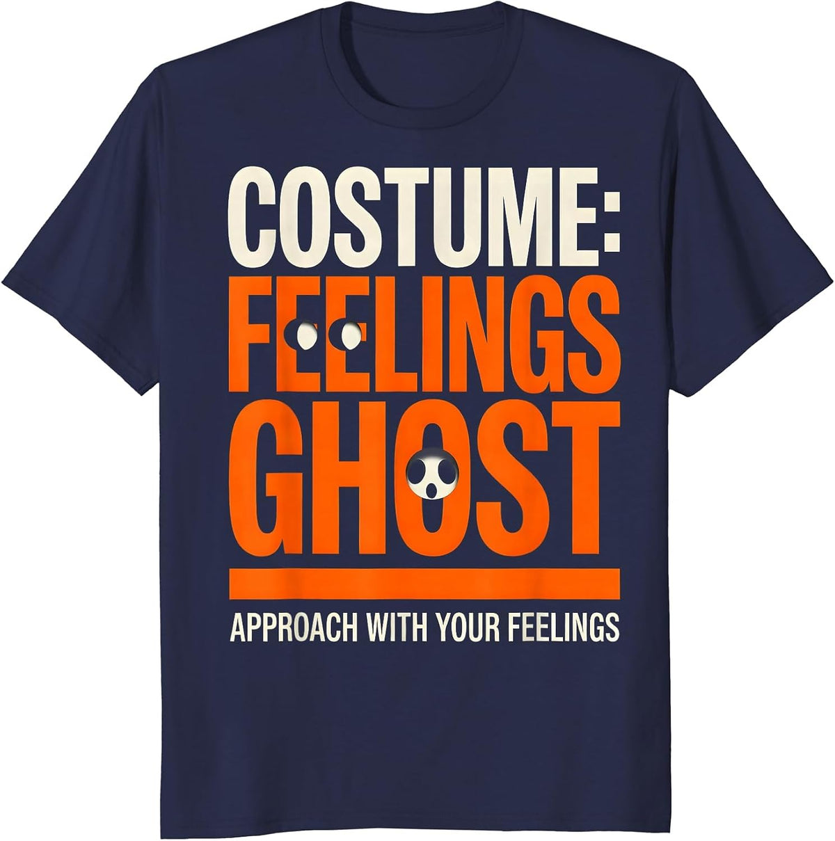 Men's Costume Feelings Ghost Approach With Your Feelings Halloween T-Shirt - Navy Blue