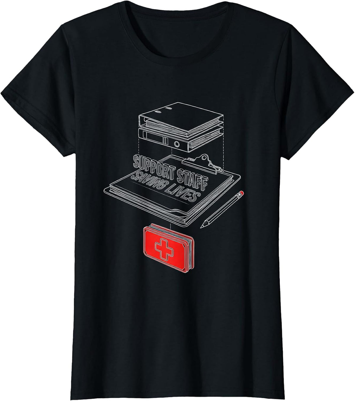 Support Staff Saving Lives Paraprofessional Design T-Shirt - Black