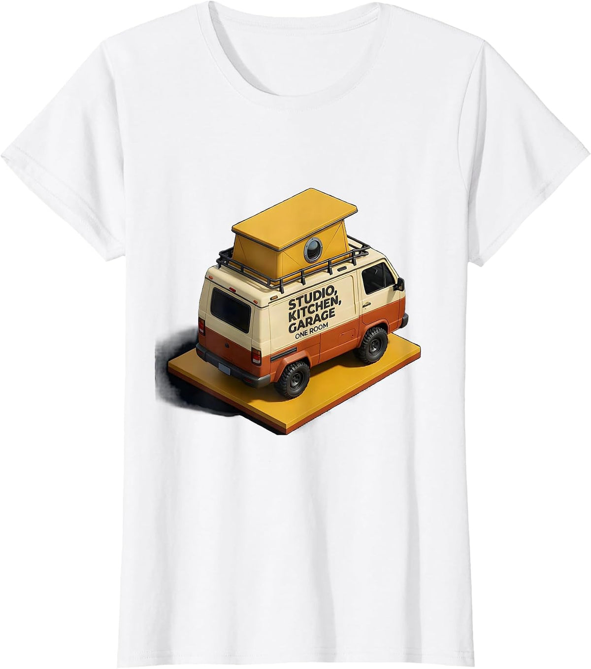 Studio, Kitchen, Garage: One Room Retro Van Life Nomads T-Shirt - White