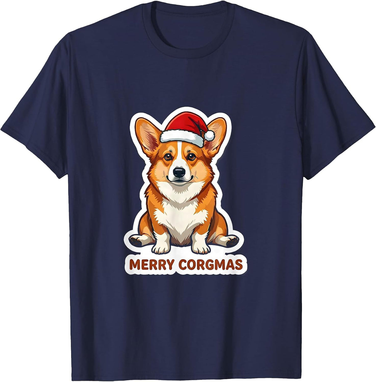 Merry Corgmas Funny Corgi Lover Christmas Dog Breed Gift T-Shirt - Navy Blue