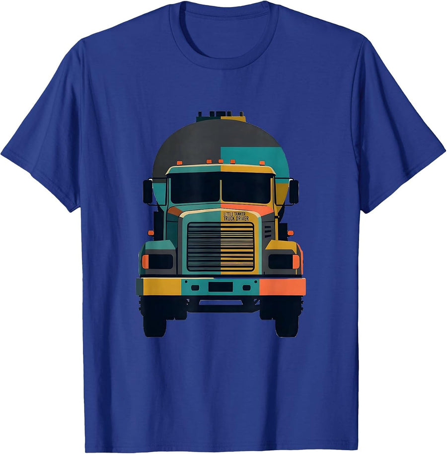 Little Tanker Truck Driver Midcentury Modern Toddler Vehicle T-Shirt - Royal Blue