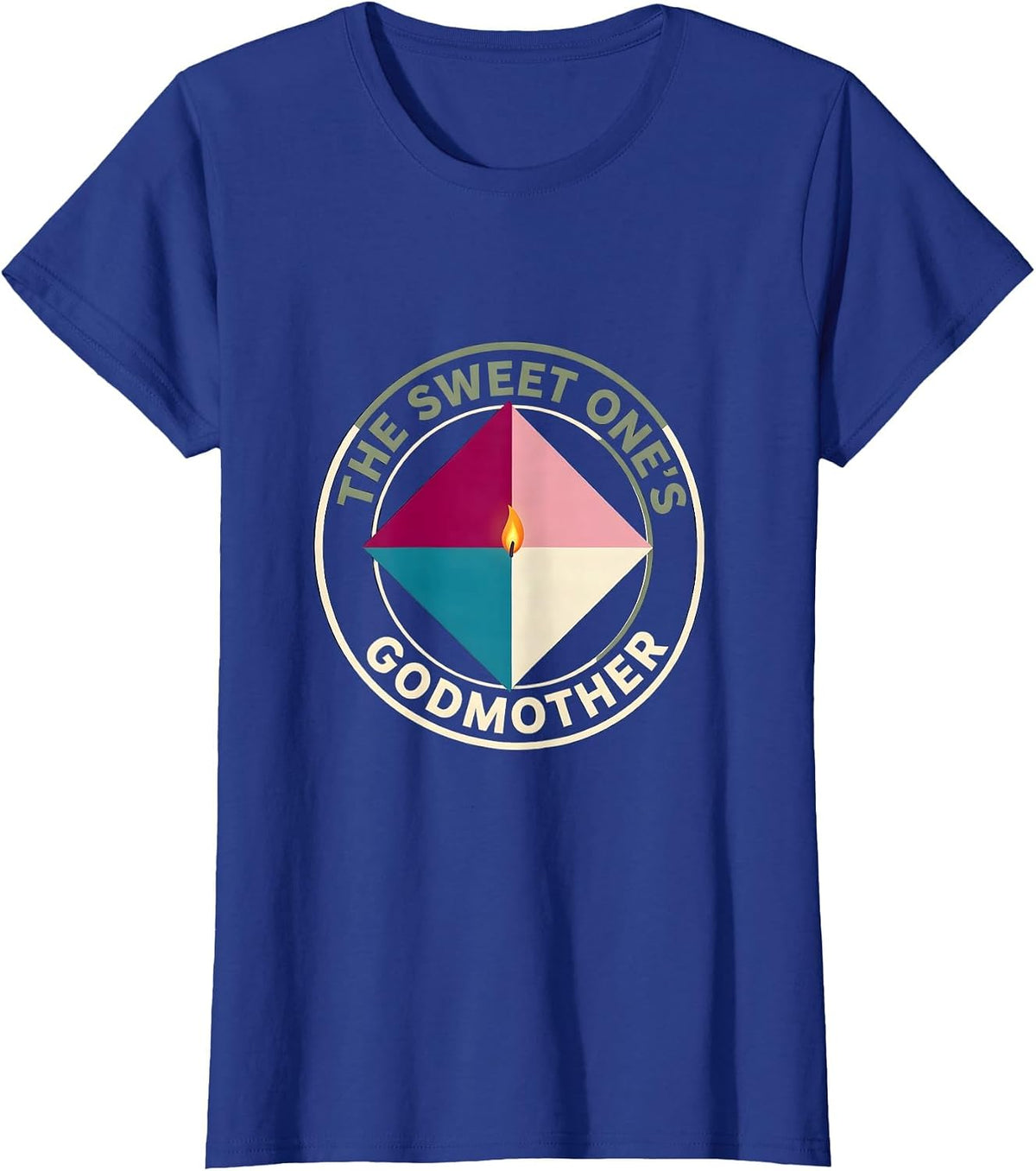 Women's The Sweet One's Godmother Quilt Block Patchwork Family T-Shirt - Royal Blue