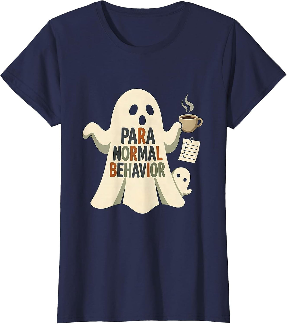Women's Para Normal Behavior Funny Ghost Paraprofessional SPED T-Shirt - Navy Blue