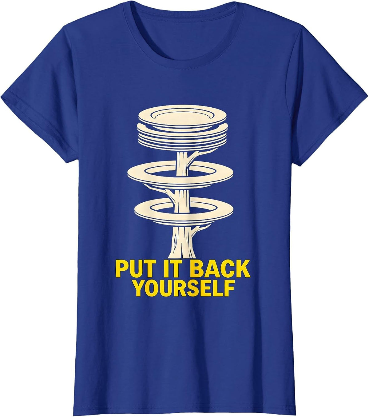 Women's Put It Back Yourself Funny Gym Workout Weightlifting Humor T-Shirt - Royal Blue