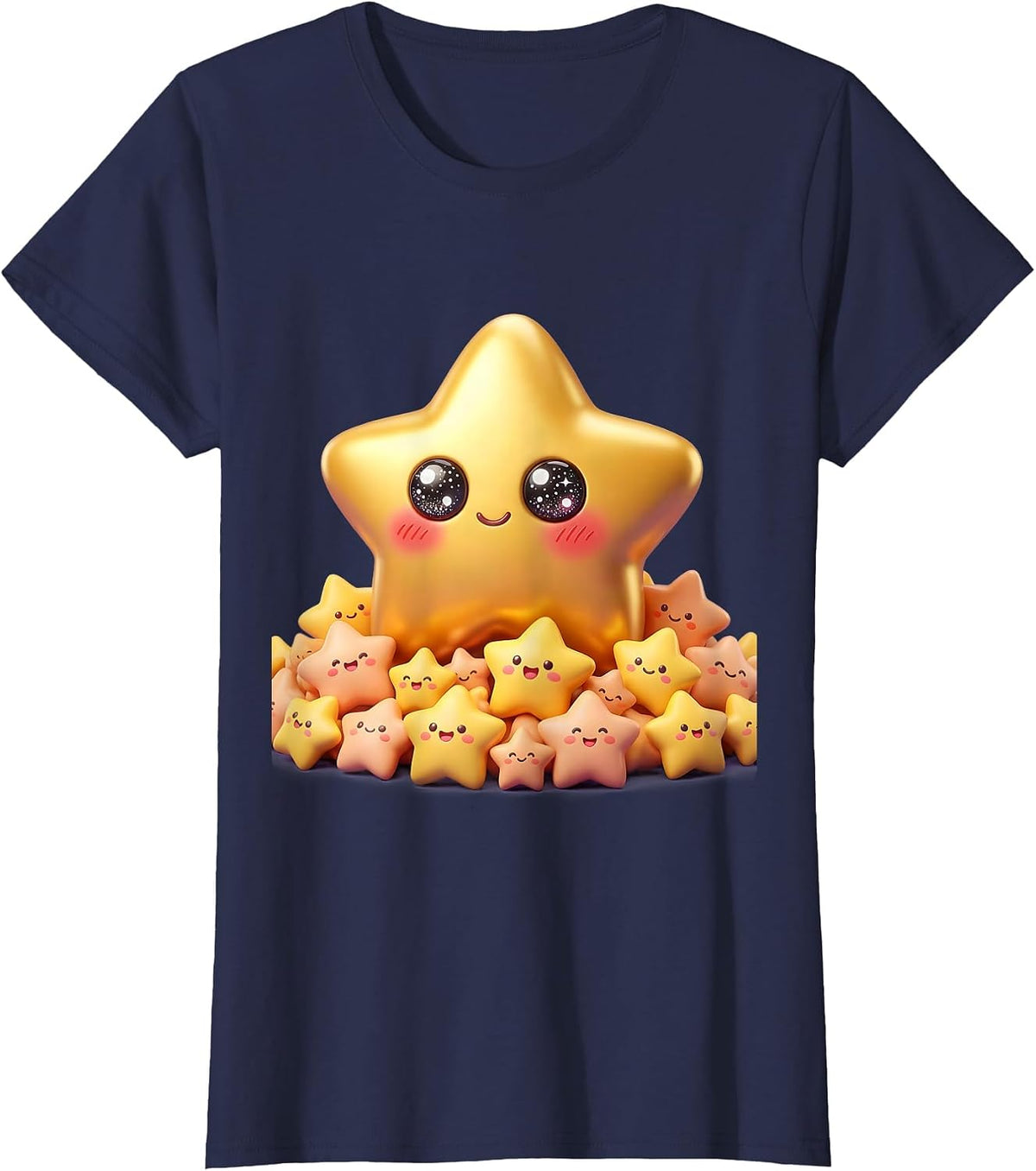 Women's 5th Grade Teacher Gold Star Desk Illustration T-Shirt - Navy Blue