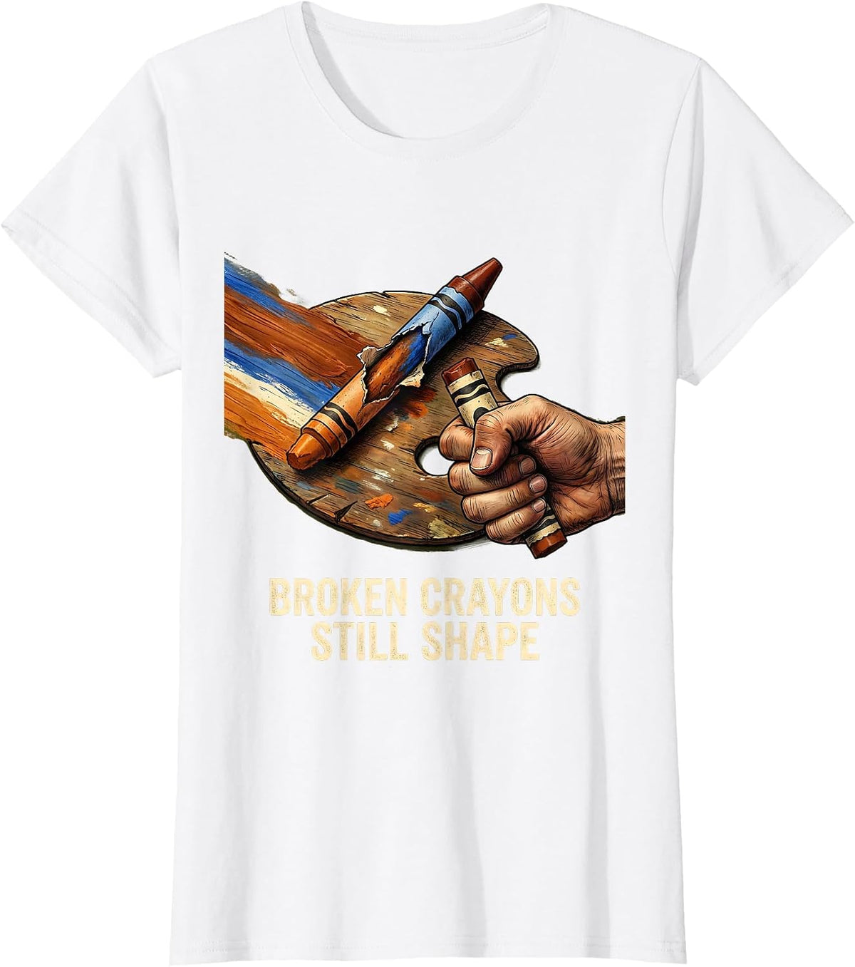 Women's Broken Crayons Still Shape Mental Health Awareness Counselor T-Shirt - White