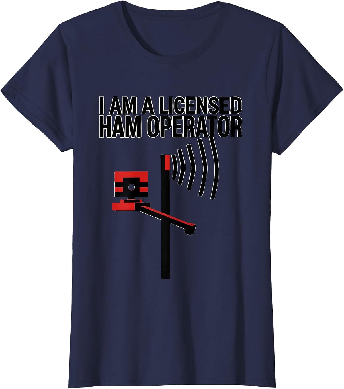Women's I Am A Licensed Ham Operator Bauhaus Modernist Ham Radio T-Shirt - Navy Blue