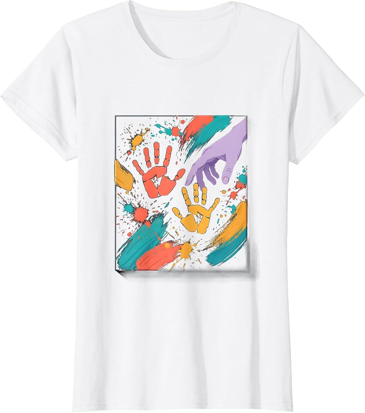 Toddler Teacher Paint Handprint Art Design T-Shirt - White