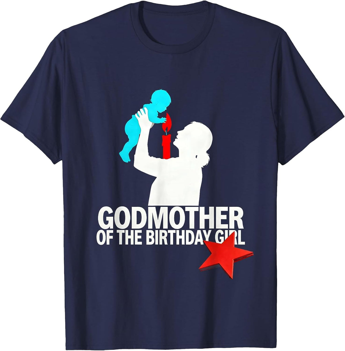 Godmother Of The Birthday Girl New Wave Funny Family Humor T-Shirt - Navy Blue