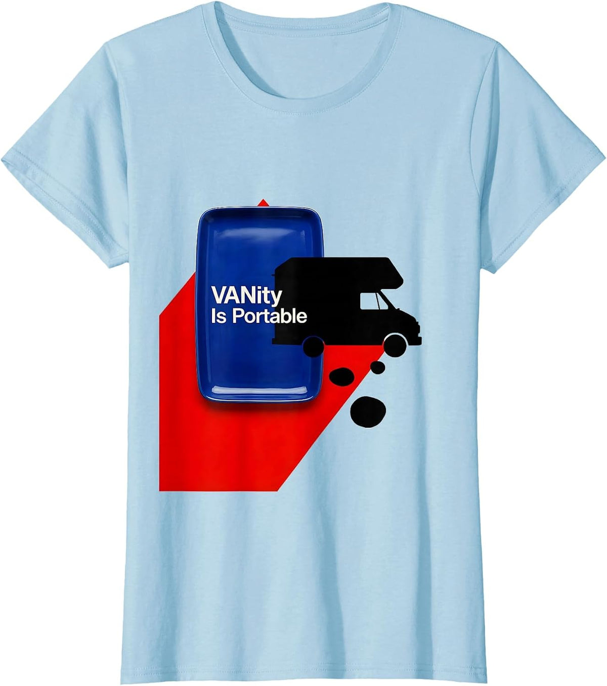 Women's VANity Is Portable Bauhaus Modernist Van Life Nomad T-Shirt - Baby Blue