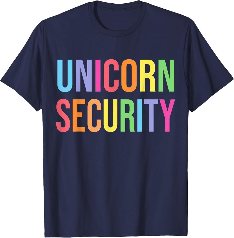 Halloween Dad Mom Daughter Adult Costume, Unicorn Security T-Shirt - Navy Blue